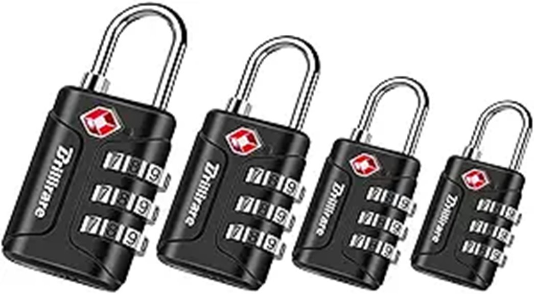 4 Pack TSA Approved Combination Luggage Locks