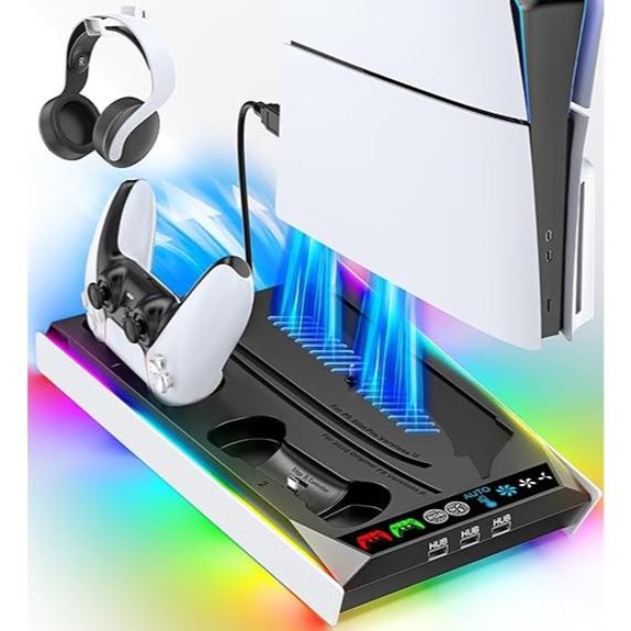 PS5/Slim/Pro Stand with Cooling Charging & RGB Lights