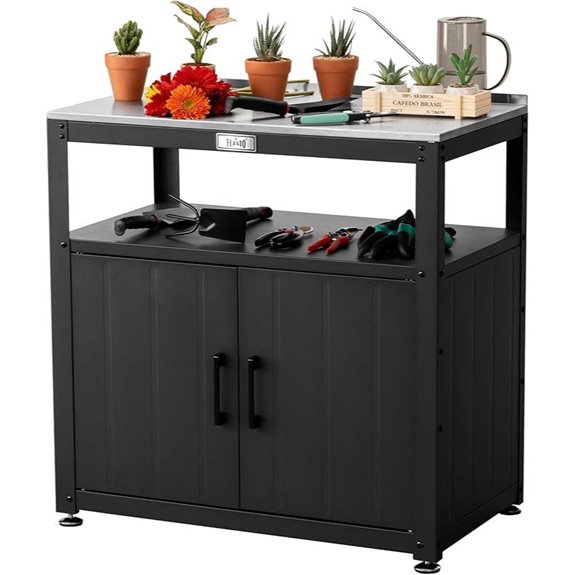 Garden Potting Bench with Storage Cabinet