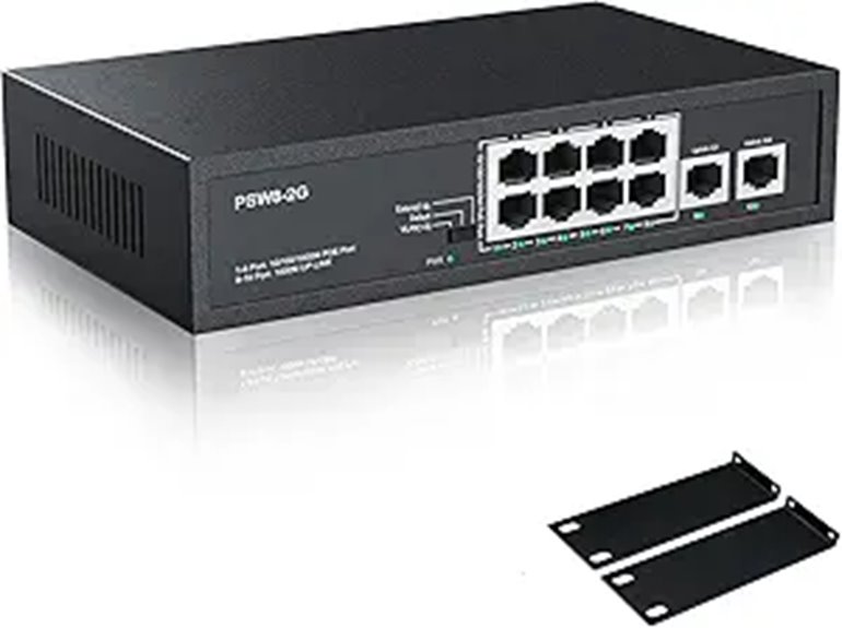 8-Port Gigabit PoE+ Switch with Uplink and Rack Mount