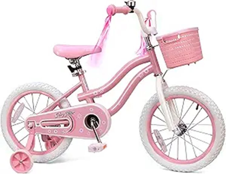 Girls Kids Bike with Training Wheels and Basket
