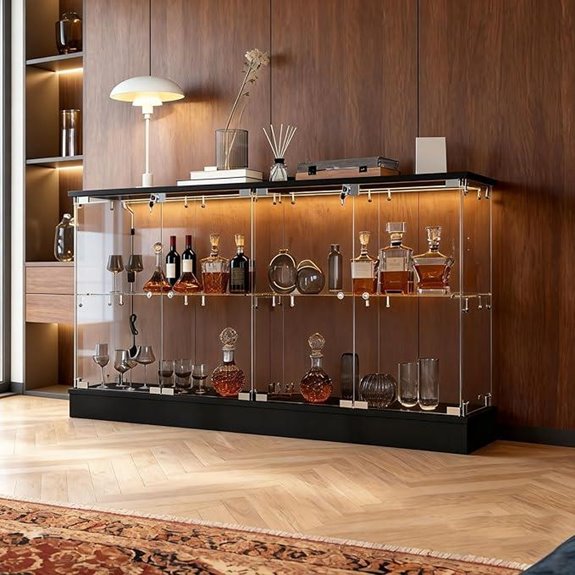 FAMAPY Glass Display Cabinet with Lights and Locks