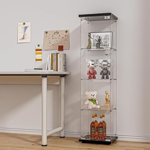 FANYUSHOW 4-Shelf Glass Display Cabinet with Lock