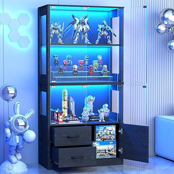Display Cabinet with Glass Doors and Lights