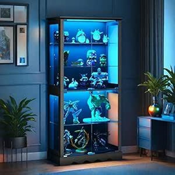 Display Cabinet with Glass Doors and LED Lights