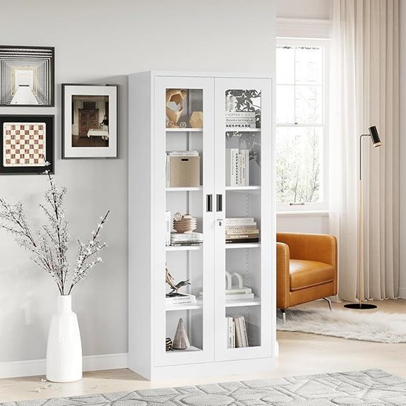 MIIIKO Glass Door Display Cabinet with Shelves