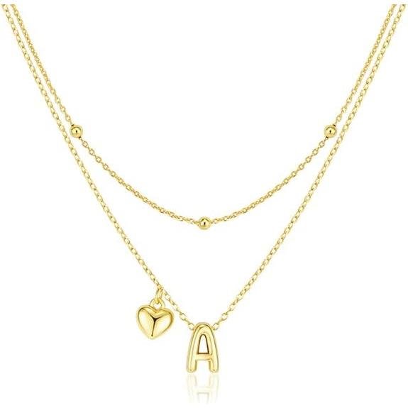 AdoYi Gold Plated Heart Initial Necklace for Women
