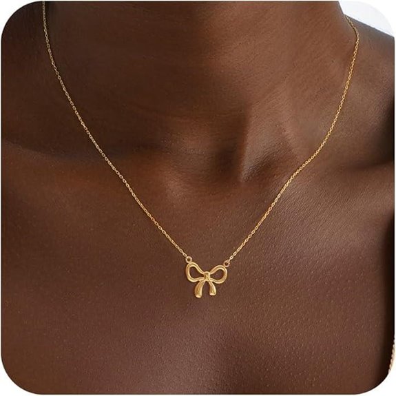 BAYLAY 18K Gold Plated Bow Necklace for Women