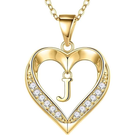 Turandoss Gold Plated Heart Initial Necklace for Women