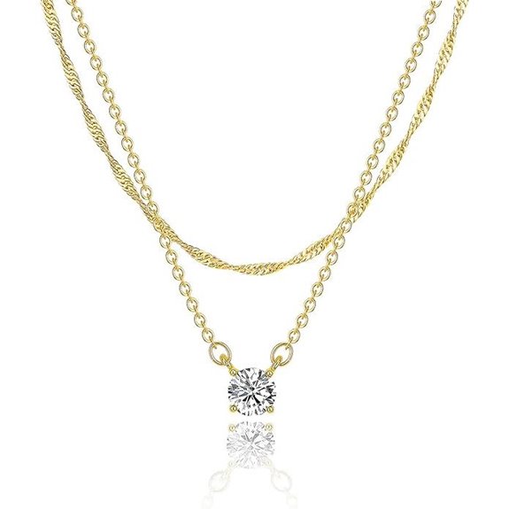 Tewiky Gold-Plated Silver CZ Necklace for Women