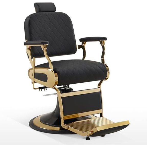 BarberPub Adjustable Reclining Barber Chair (Gold)