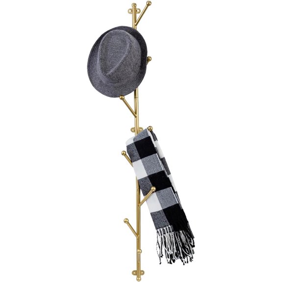 MyGift Gold Tone Wall Hook Coat and Hat Rack