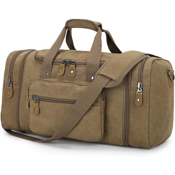 Gonex Canvas Duffle Bag for Travel 60L Duffel Overnight Weekend Bag(Coffee)