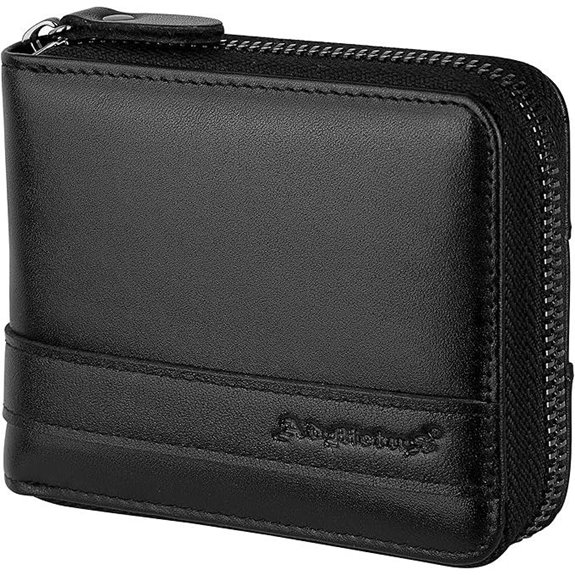 Admetus Men's Genuine Leather Short Zip-around Bifold Wallet