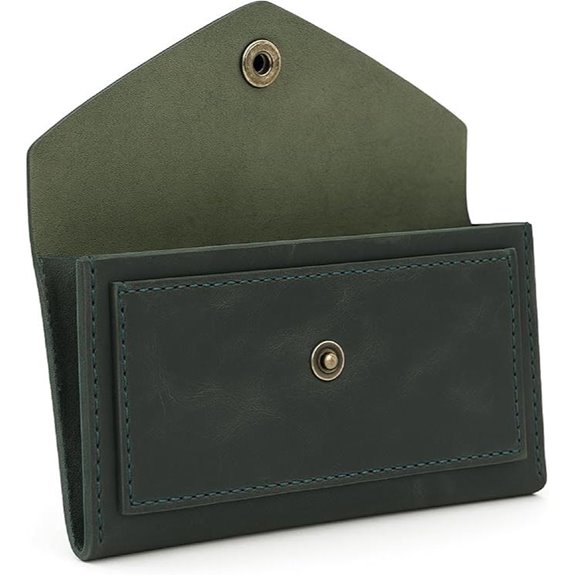 Green Leather Money Bag Wallet for Women