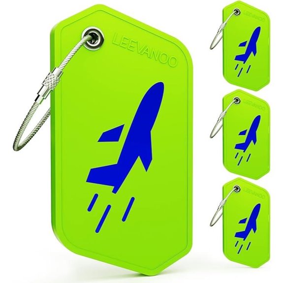 Leevanoo Silicone Luggage Tags 4 Pack Green
