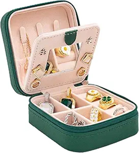 KElofoN Travel Jewelry Box with Mirror (Green)