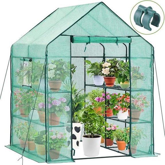 Ohuhu Outdoor Greenhouse with Screen Windows and Shelves