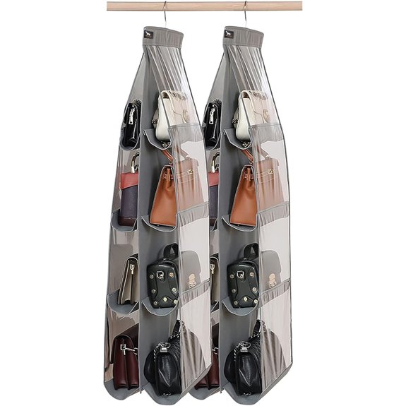 2-Pack Purse Organizer with Metal Hooks Grey