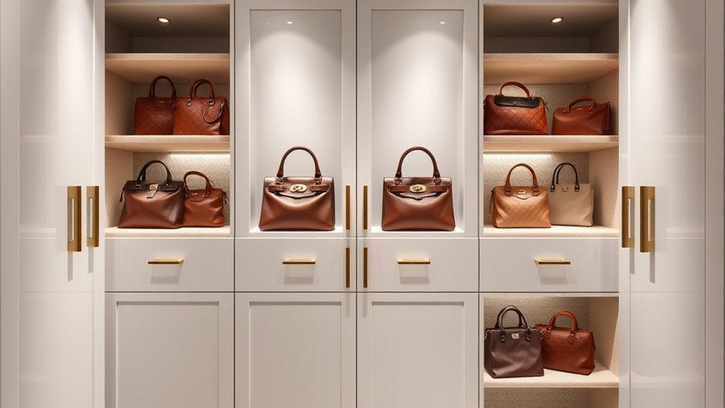 handbag cabinet size and durability