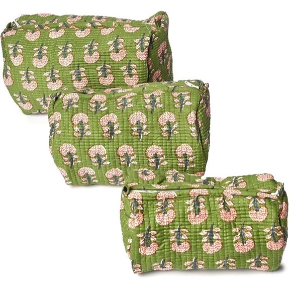 Quilted Cotton Travel Pouch – Handcrafted Cosmetic Bag with Jungle Print