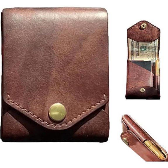 Multifunctional Handmade Leather Slim Wallet with Pen Slot