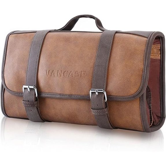 Hanging Leather Toiletry Bag for Men and Travel