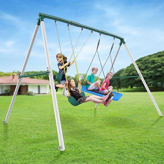 Hapfan Heavy Duty 7.3ft Swing Set with 3 Swings