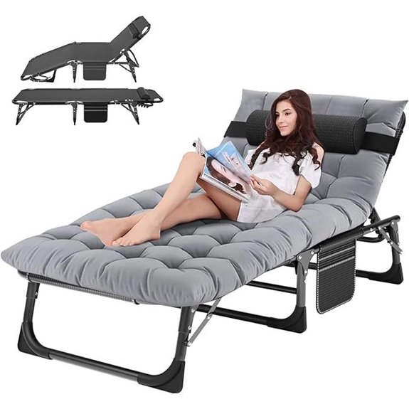 ABORON Adjustable Padded Outdoor Lounge Chair (Supports 440 Lbs)