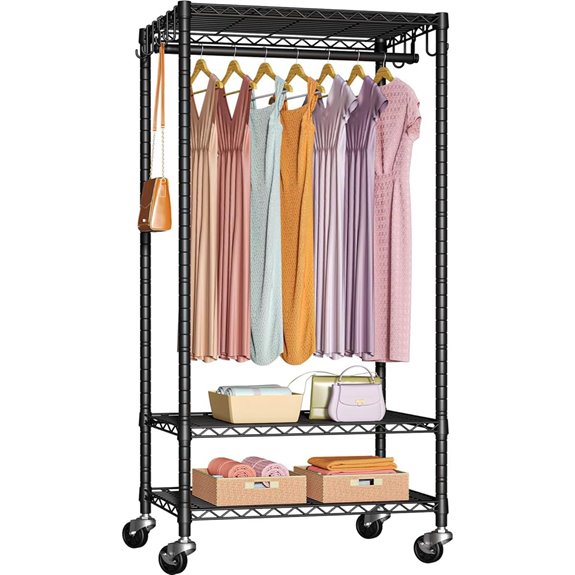 FUTASSI Heavy Duty Rolling Clothes Rack (Black)