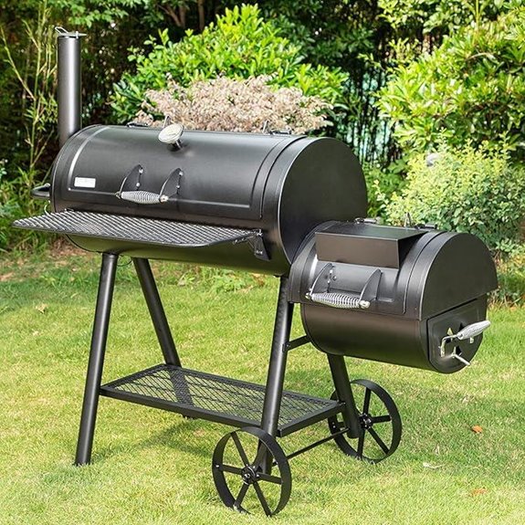 MFSTUDIO Heavy Duty Charcoal Offset Outdoor Smoker Grill