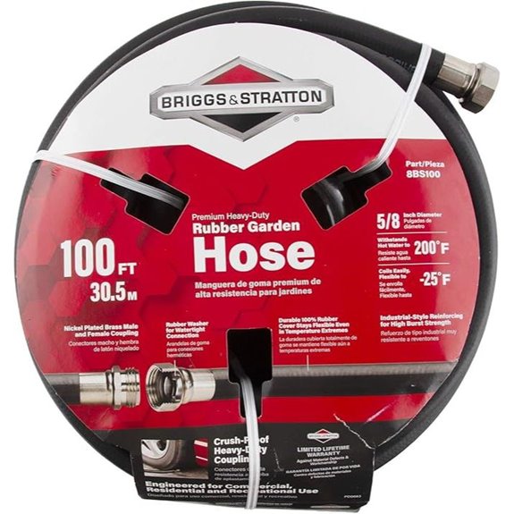 Briggs and Stratton 8BS100 100-Foot Premium Heavy-Duty Rubber Garden Hose
