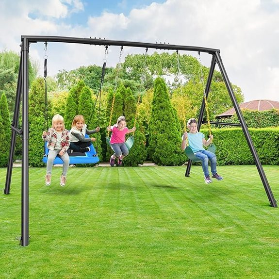 Hapfan Heavy Duty Swing Set with Platform and Belt Swings