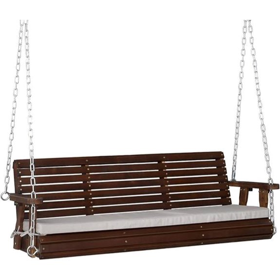 VINGLI Heavy Duty Wooden Porch Swing with Cushion