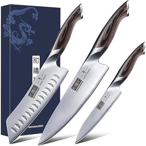 HOSHANHO 3-Piece High Carbon Steel Kitchen Knife Set