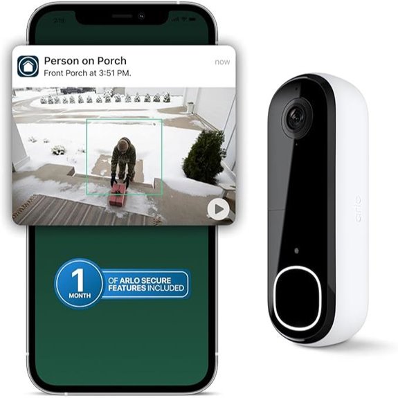 Arlo 2K Video Doorbell with Night Vision and Recognition