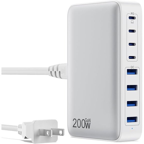 USB-C 200W GaN Charger with 8 Ports and PD 65W