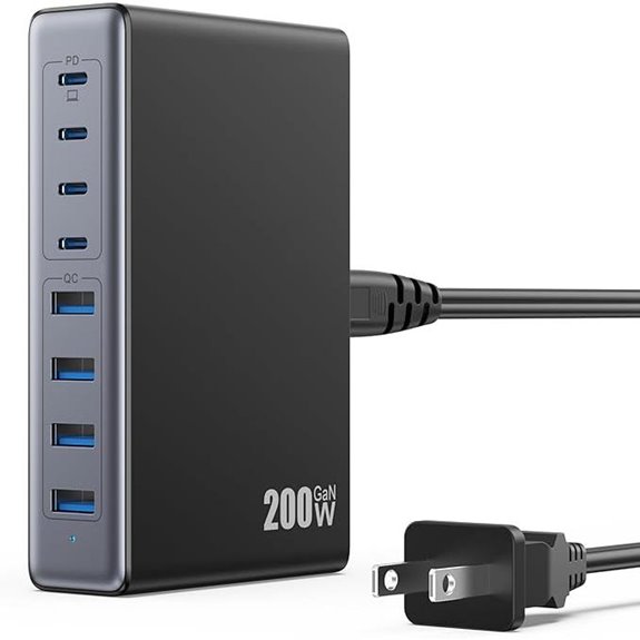 200W GaN IV USB C Charger with 8 Ports