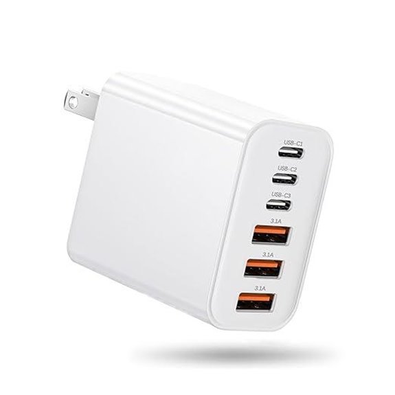 65W 6-Port USB-C Charger Block for Apple & Samsung