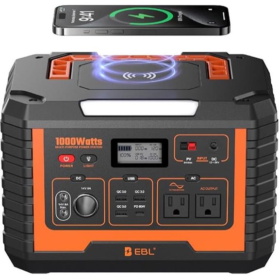 EBL 1000W Portable Power Station with Solar Output