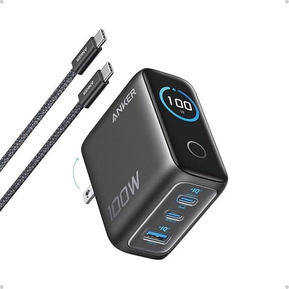 Anker 100W USB-C Charger with 3 Ports and Display