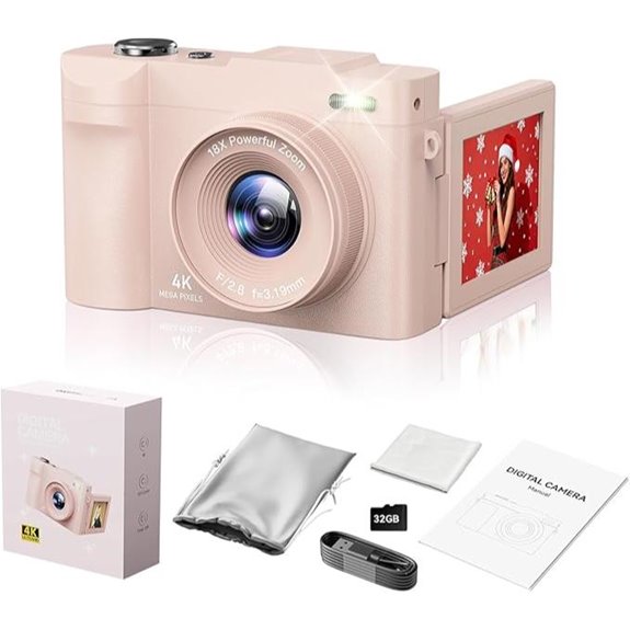 4K 50MP Vlogging Camera with Flip Screen (Pink)