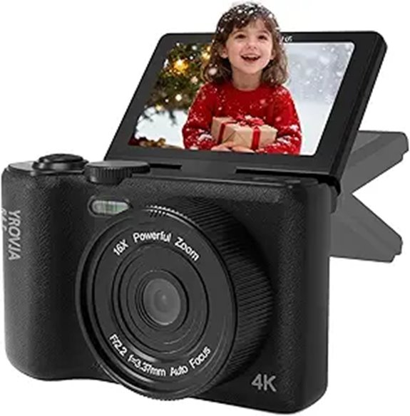 4K 64MP Vlogging Camera with 16X Zoom and Flip Screen