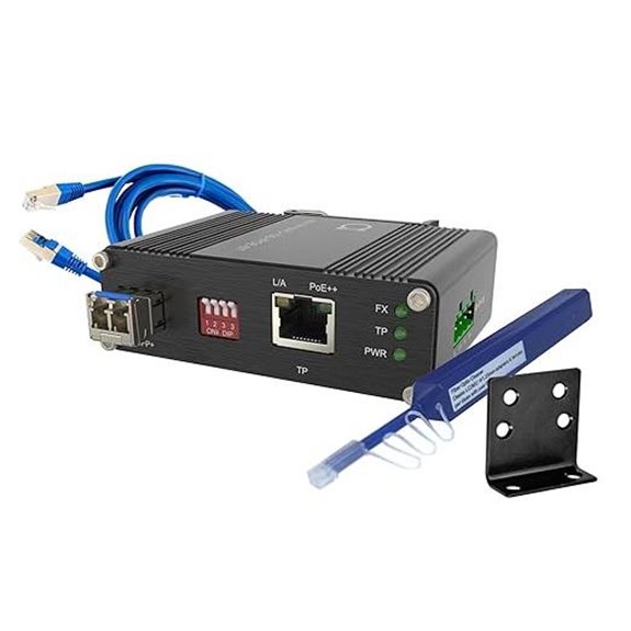 10GbE PoE++ Fiber Media Converter with SFP+ Module