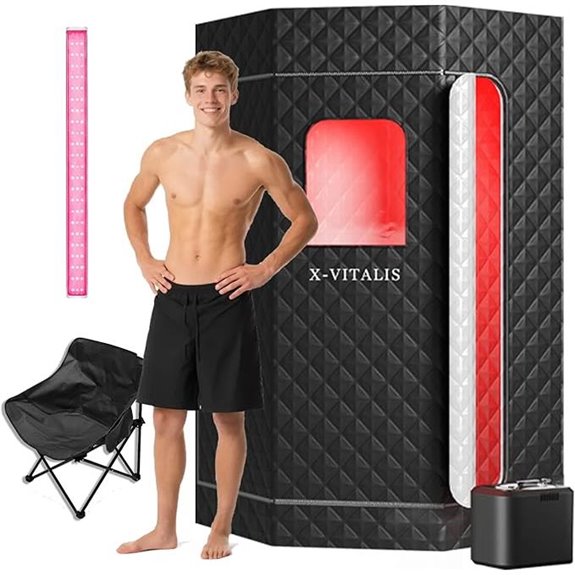 Upgraded Steam Sauna with Red Light Therapy Panel for Personal Home Spa