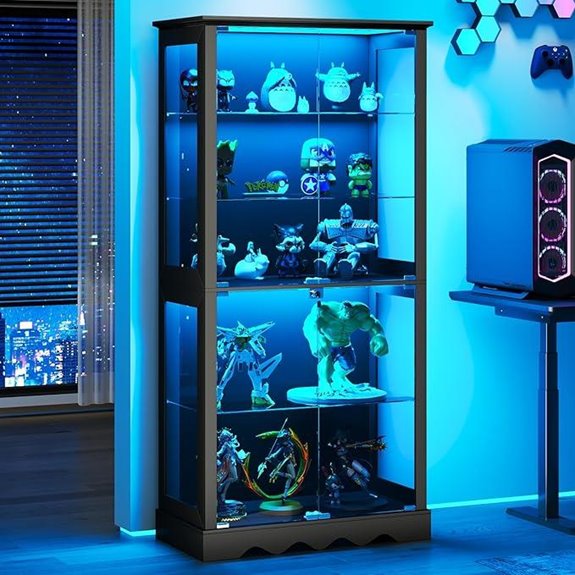 Glass Display Cabinet with Lights and Lock