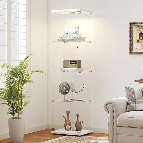 Tempered Glass Display Cabinet with Lights and Lock