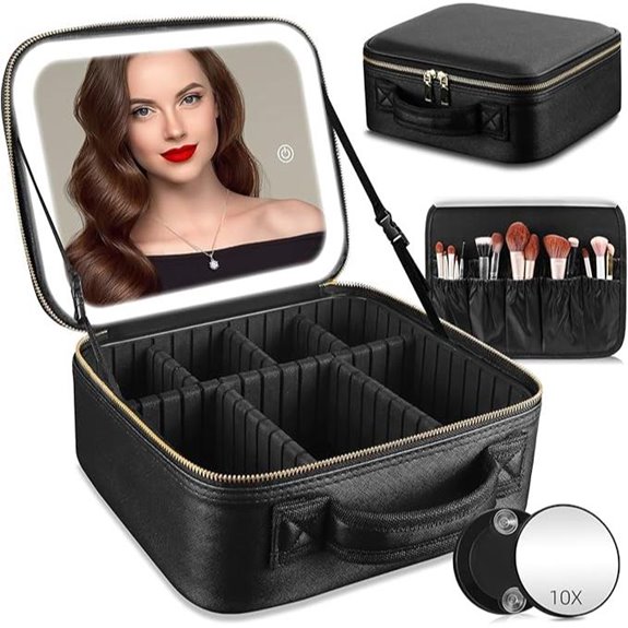 LED Lighted Travel Makeup Bag with Mirror