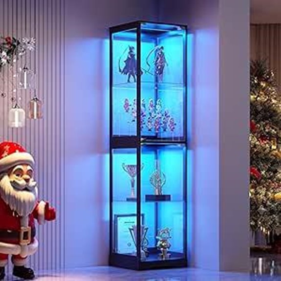 Glass Display Cabinet with Lights and Sensor