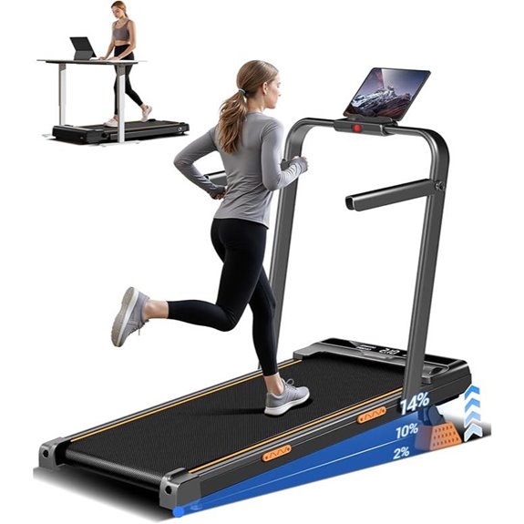 14% Incline Folding Treadmill for Home with Handles
